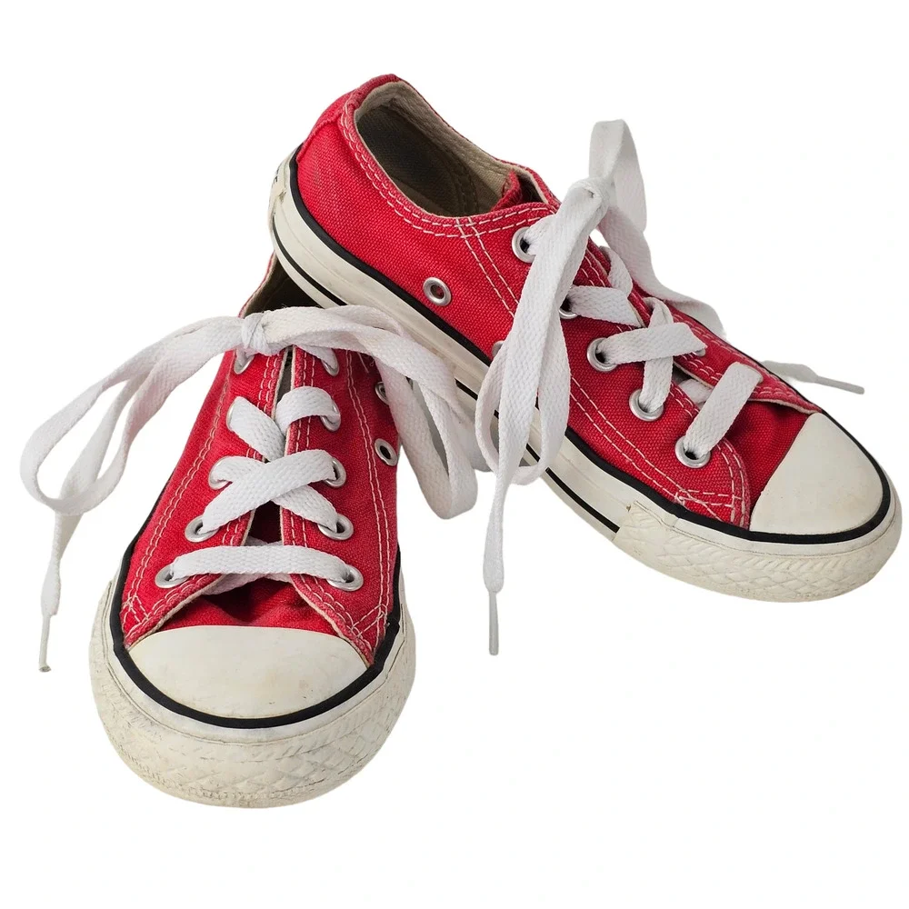 Shoes Youth size 11 red Converse low tops kids lace up sneakers